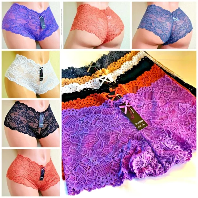 6-12 WOMEN BOYSHORTS Underwear Sexy Lace Panties Undies Shortie