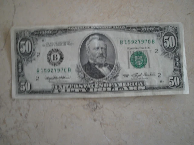 1993 $50 Fifty Dollar Bill Federal Reserve Note Vintage Currency US America