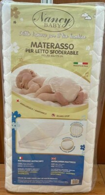 MATERASSO PER LETTINO CULLA BAMBINO ANALLERGICO 60 X 125 alto H CM 16 