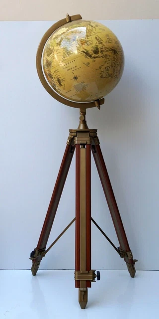 18'' Big World Globe with Tripod Stand Educational World Map Floor Tripod Stand