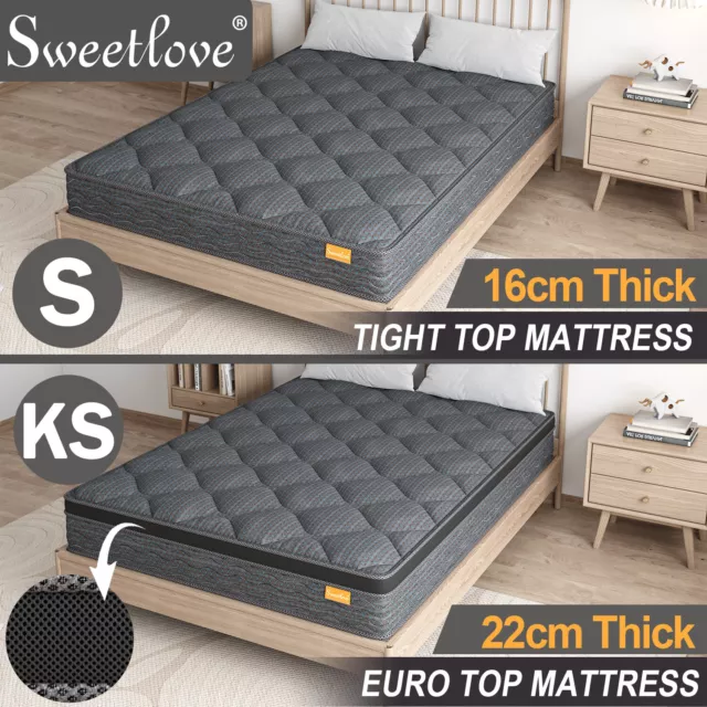 Sweetlove King Single Size Mattress Bed Medium Firm Foam Bonnell Spring 16/22cm