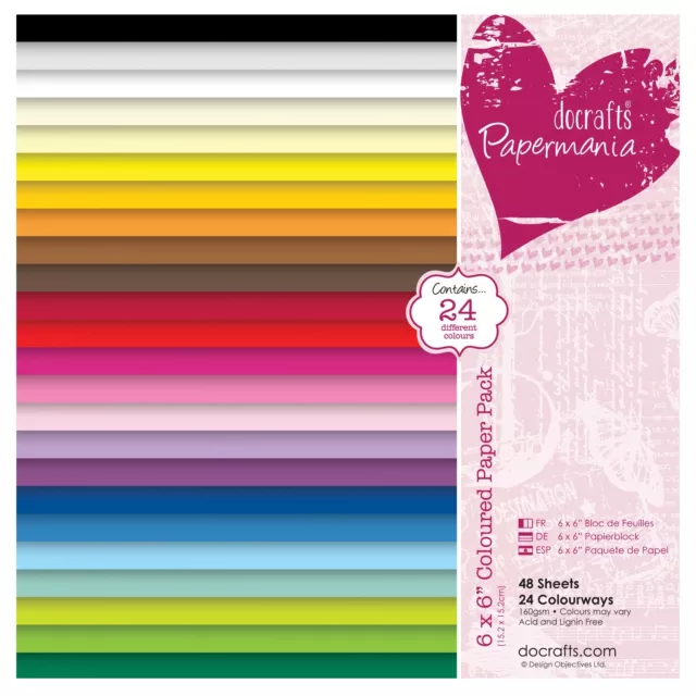 4 Pack Papermania Paper Pack 6"X6" 48/Pkg-24 Solid Colors PM160502