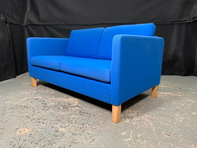 EB2104 Skippers Blue Wool Two-Seater Sofa Vintage Danish Lounge Retro M2SS