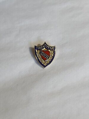 D of H 25 Year Service Award Pin Lapel Jacket Hat Gold Color Metal Red Heart