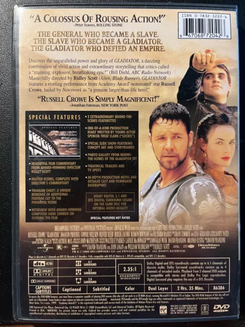 Gladiator - Russell Crowe Widescreen Signature Selection ~DVD ✂️💲⬇ 2