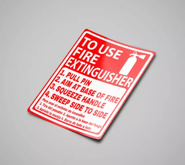 Bilingual Instructions How To Use A Fire Extinguisher Vinyl Decal Sign 2