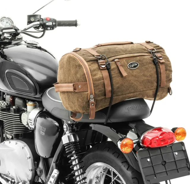 Motorrad Hecktasche für Vintage 25L Canvas Rucksack Gepäckrolle braun 3