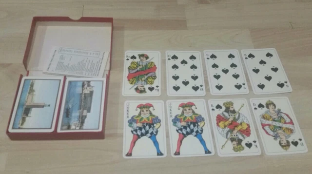 Vtg Bridge Playing Cards Obergs Spelkort Sweden Double Deck Red Box