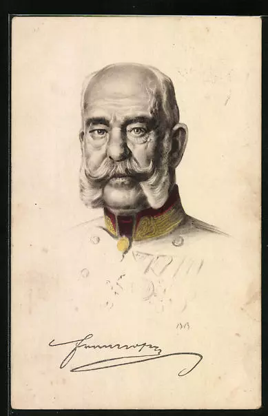 Künstler-AK Portrait Kaiser Franz Josef I. von Österreich in Uniform 1917
