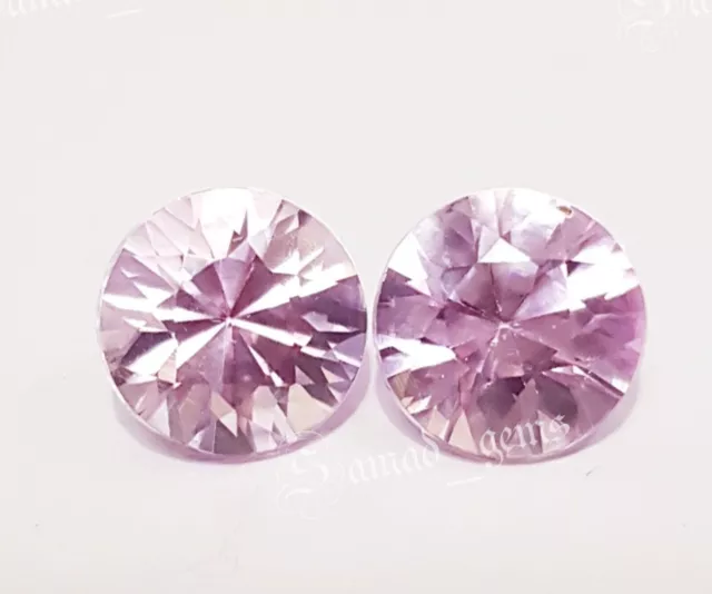 Natural Flawless 3 to 3 Ct 2 PC Pink Morganite Loose Round Cut Gemstone