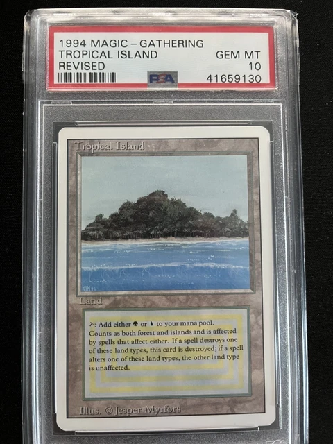 MTG 1994 REVISED Tropical Island PSA 10 Gem Mint Dual Land Magic 1994 Tropical Island Revised GEM MT 10