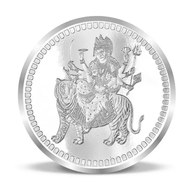 Bis Poinçonné Déesse Durga Maa 999 Pure Pièce Argent 10 GM