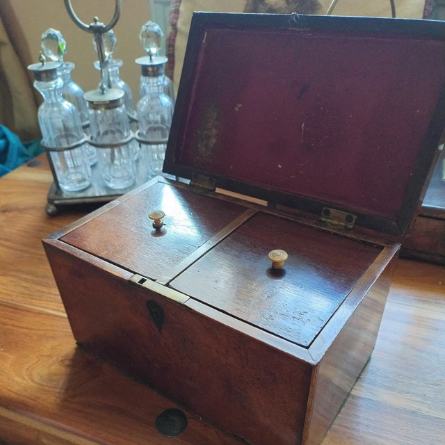 ANTIQUE TEA Caddy . 2 Draw. $66.02 - PicClick CA