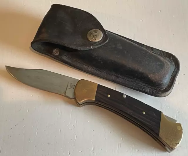 Buck USA 112 Ranger Vintage Folding Pocket Knife & Leather Sheath  No Dots