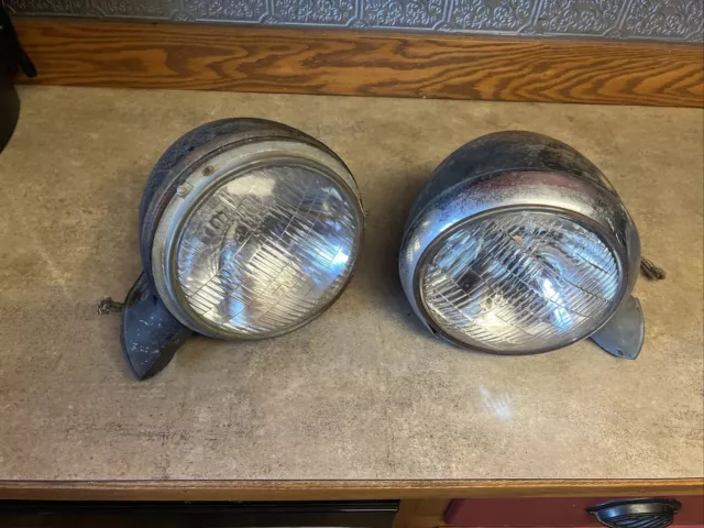 1939 1940 Chevy Truck HEADLIGHTS Original 1937 1938 Patina Ratrod Stand Mount