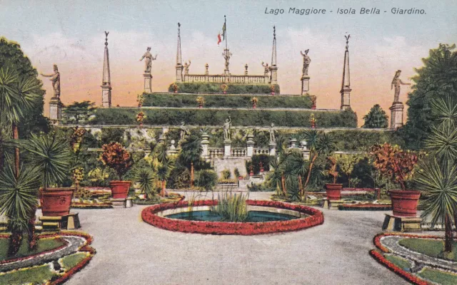 Cartolina *12 Isola Bella Verbania Piemonte Lago Maggiore Giardino Viagg. 1917