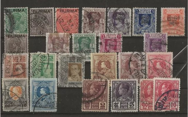 Burma + Siam - kleines gestempeltes Steckkarten-Lot, britische Gebiete