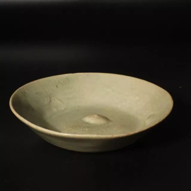 Korean Antique Celadon Flat Tea Bowl Plate Goryeo dynasty period Ceramic KRS137