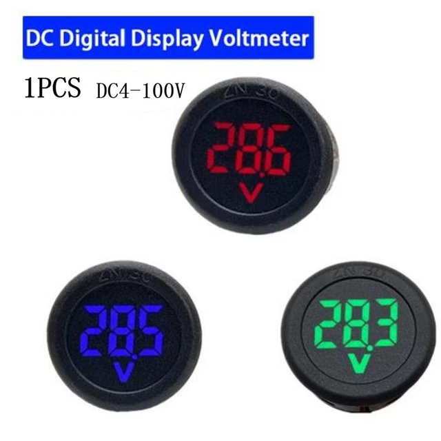 1PCS Car Round Shape DC LED Digital Display Voltmeter Tester Panel Durable