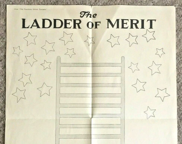 VINTAGE SCHOOL CLASSROOM Poster Teaching Aid Reward Ladder Of Merit ...