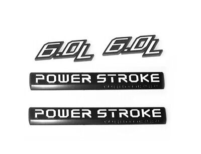 4PC 6.0L Powerstroke Emblem Power Stroke Turbo Badge 250 350 450 (Black White)