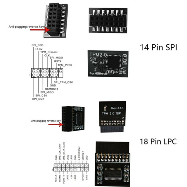 TPM 2.0 SECURITY Module for Asrock TPM2 -SLI -S -SPI 14pin LPC 20pin ...