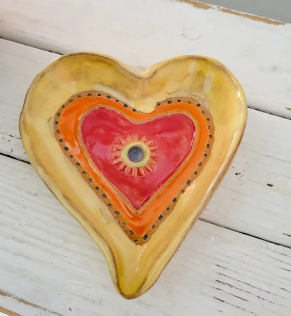 Handmade Ceramic Pottery Heart Shaped Trinket Dish Bowl Gift
