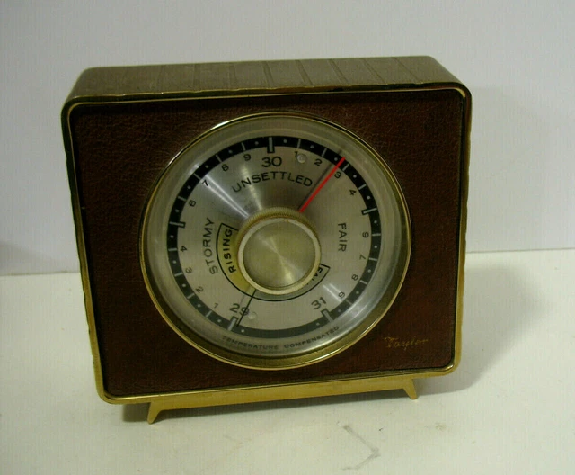 VINTAGE TAYLOR TEMPERATURE Compensated Brass Weather Forecast Barometer