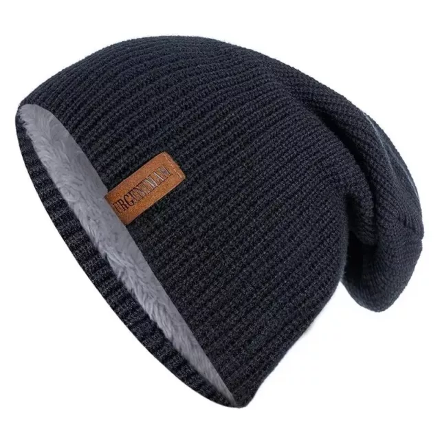 Classique Bonnet Chapeau Femmes Hommes Chaud Tricoté Doublé Fourrure Hiver