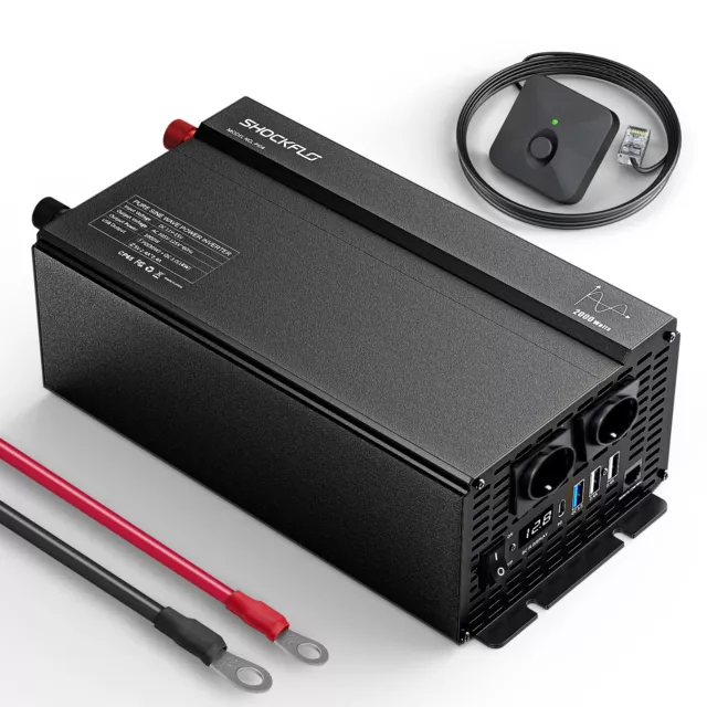 ShockFlo Wechselrichter 12v 230V  reiner sinus spannungswandler 2000W 4000W USB