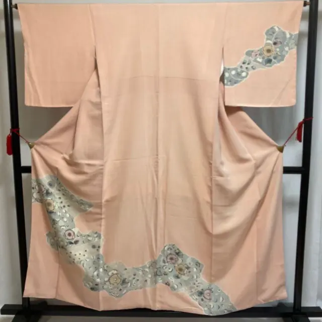 9095# Japanese kimono Vintage Pure Silk Robe Traditional Hand Drawn Yuzen
