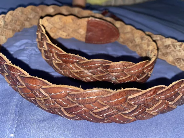 NWT AMERICAN EAGLE Woven Thick Brown Leather Belt $14.00 - PicClick