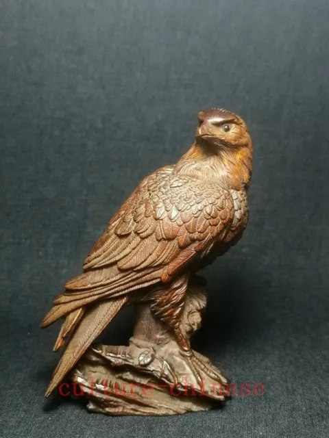 Japanese boxwood hand carved vivid eagle Figure statue netsuke collectable gift