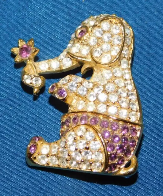 Beautiful Napier Designer Signed Circus Elephant Rhinestone Pin Brooch