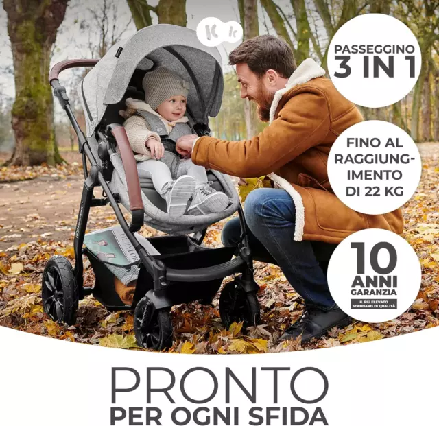 Kinderkraft Passeggino Trio MOOV, 3 in 1, Carrozzina, Ovetto, Pieghevole, Access 2