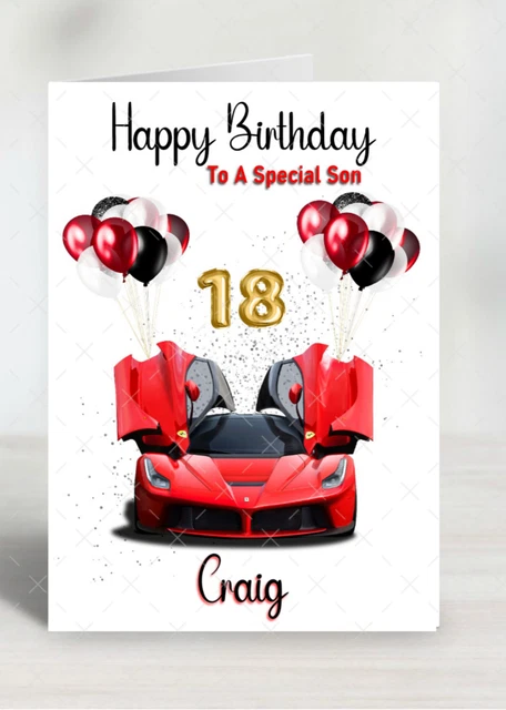 Red Sports Car Birthday Card For Grandson - Blank Inside For Personal Messages