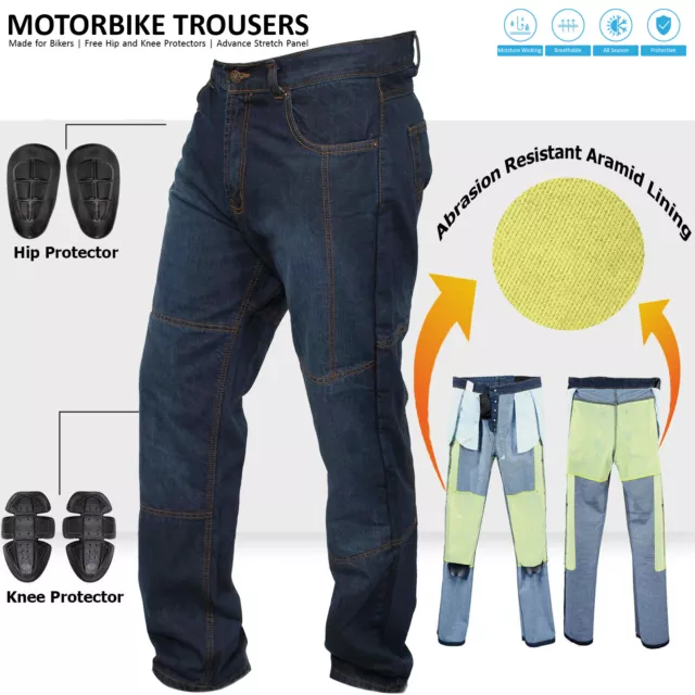 Men's Motorcycle Pants Motorbike Jeans  Aramid Protective Lining Armour Trousers