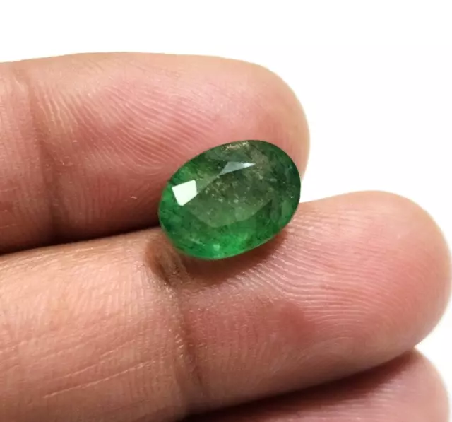 Awesome Pretty Zambian Green Emerald 5.70 Crt Faceted Oval Shape Loose Gemstone