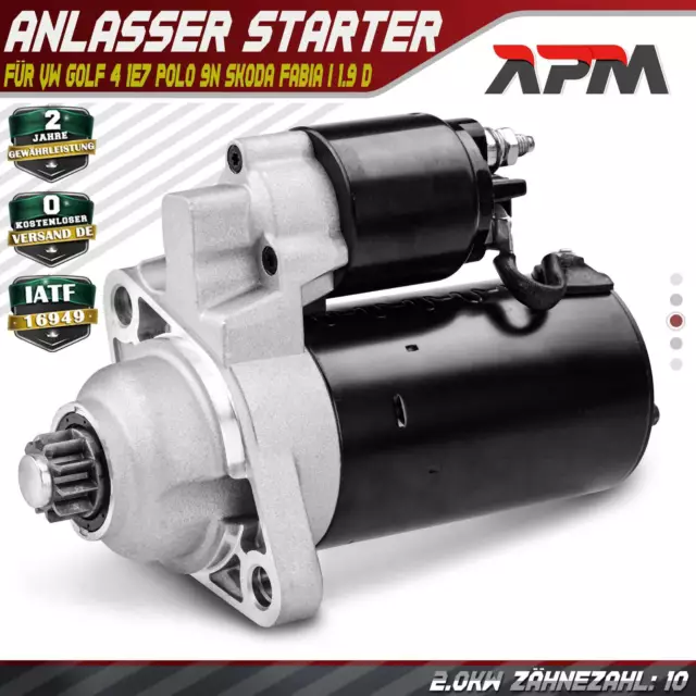 Anlasser Starter 2,0 KW für VW Golf 4 1E7 Polo 9N Skoda Fabia I Seat 1.9 SDi TDi