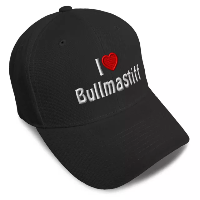 Baseball Cap I (Love) Bullmastiff Red Heart Pet Lovers Dad Hats for Men & Women