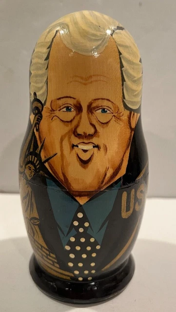 Bill Clinton Wooden Russian Nesting Dolls | Monica Paula Hillary Sax