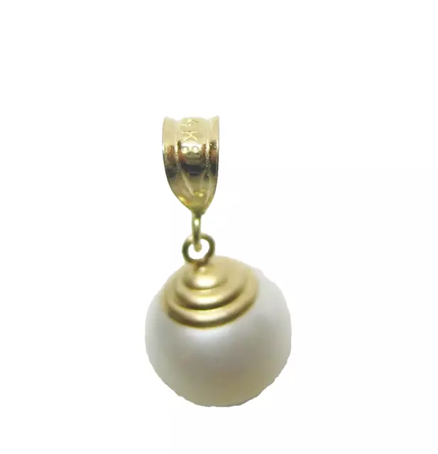 Solid 14KT  Yellow Gold  Cultured Akoya 9.82 mm Pearl Pendant 3