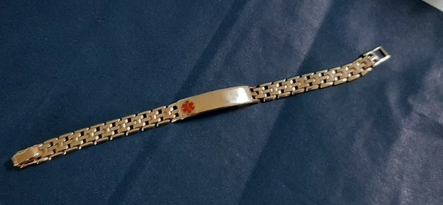 Men,s Nugget Medical ID Bracelet Gold Plated
