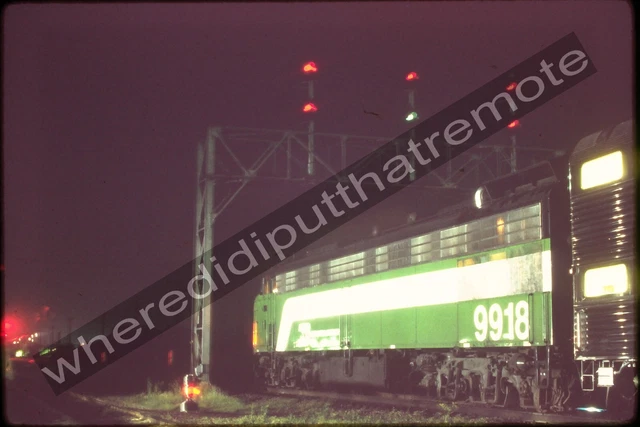 Original Slide Burlington Northern BN 9918 EMD E9AM Aurora ILL 6-18-74