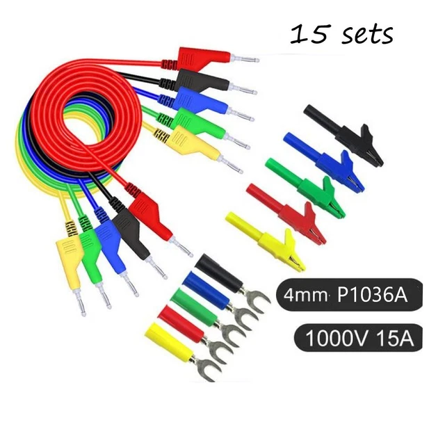 4mm Empilable Fiche Banane Test Câble Kit Avec Alligator-Clip Arrière Sonde