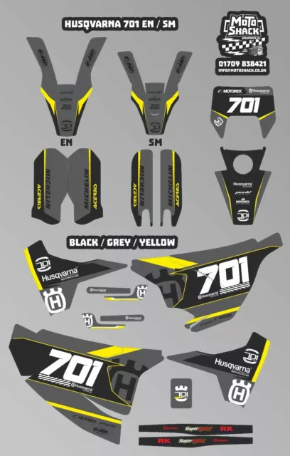 BLACK GREY Husqvarna SM EN 701 Supermoto Enduro 2016 - 2024 Graphics decals kit