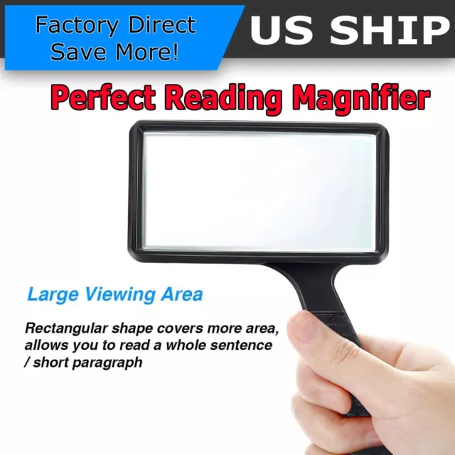 Handheld Rectangular 3X Magnifier Magnifying Glass Loupe For Reading Jewelry US