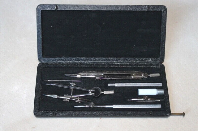 ANCIEN COFFRET DE Compas Complet Comprenant 8 Éléments EUR 24,90