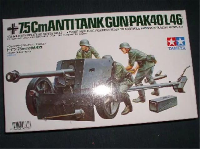 35047 Tamiya 1:35, Deutsche 7,5 cm PAK (40/L46, m.Figuren, Bausatz Plastikmodell