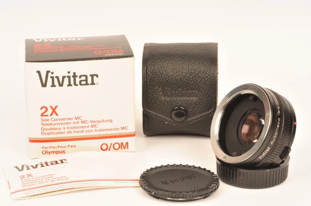 Vivitar 2x21 Auto MC Teleconverter for Olympus OM with Case caps & Box